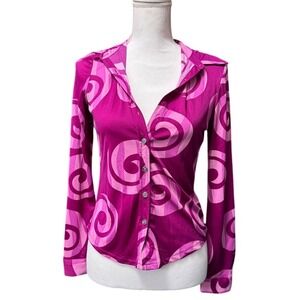 The Limited Pink Swirl‎ Button Front Blouse Size S Y2K 90s Retro
